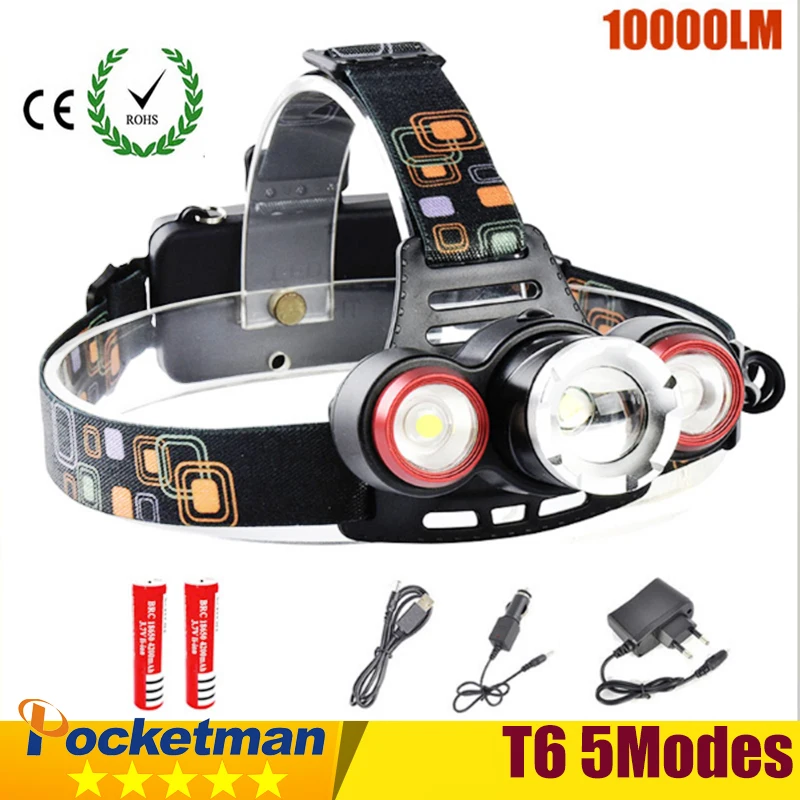 

Z50 10000LM Headlight XM-L T6 4Modes LED Headlamp Lanterna Hunting Head light USB Charger Rechargeable 18650 Battery