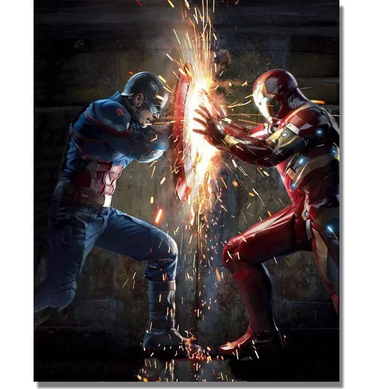 

5D Diy Diamond Painting The Avengers Captain America and Iron Man Full Square Diamond Mosaic Marvel Superhero Unframed