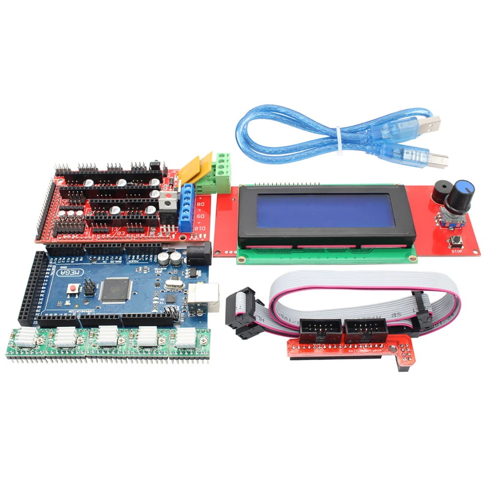  1pc Mega 2560 R3 + 1pc RAMPS 1.4 Controller + 5pcs A4988 Stepper Driver Module /RAMPS 1.4 2004 LCD control for 3D Printer kit 