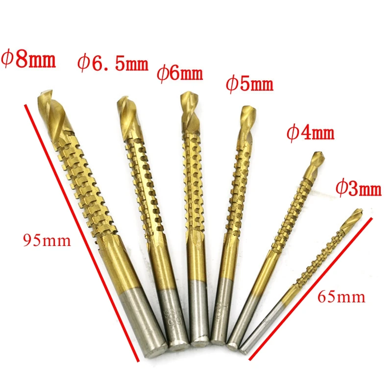 6pcs Broaching Groove Drill Bit Set Zigzag Sawtooth Drills Bits for