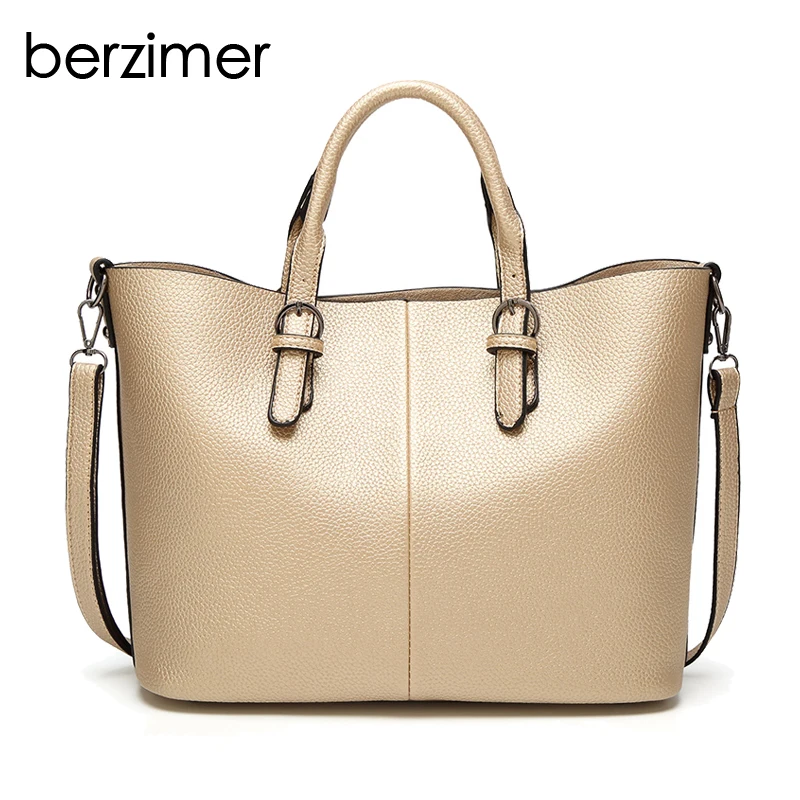 

BERZIMER Super Fashion Women Shoulder Handbags Nice Black Gray Dark Gray Gold Wine Red Handbags Nice Bags for Women Girls 2018