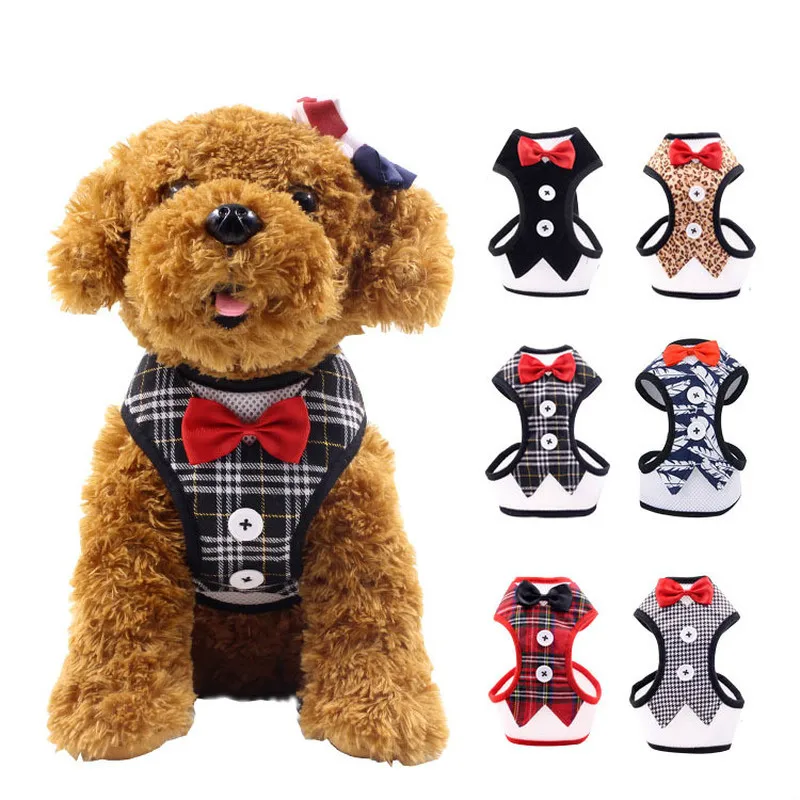 

Dog Harness and Leash Set Mesh Breathable Small Pet Harness Vest Multi-Style Dress Bow Pet Supplies for Chihuahua Small Dogs Cat