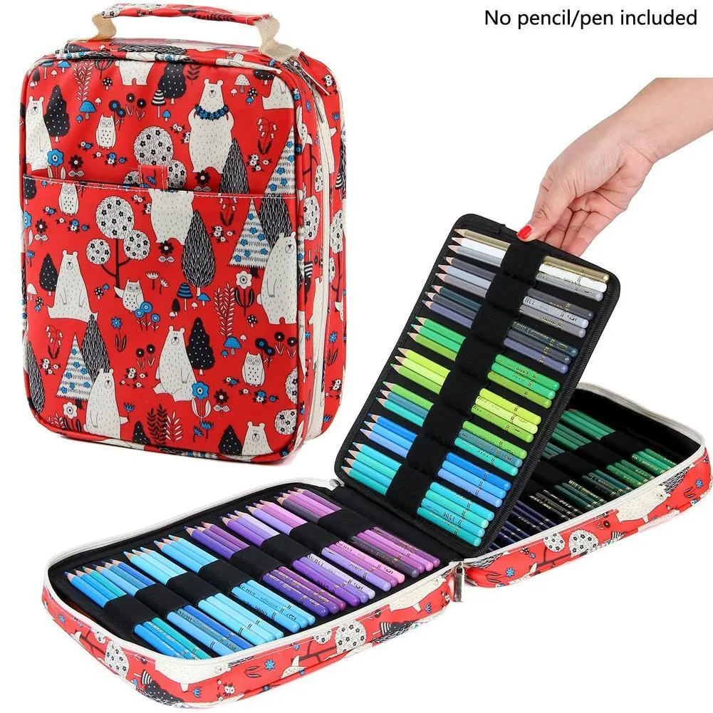 Ceny Kawaii 150 sloty piórnik 4 warstwy torba na zamek błyskawiczny drukowane duża pojemność przechowywania piórnik piórnik szkolne