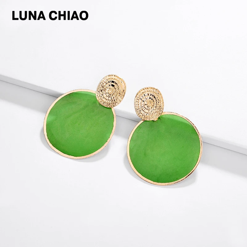 Женские серьги капельки LUNA CHIAO с круглыми дисками|Серьги-подвески| |