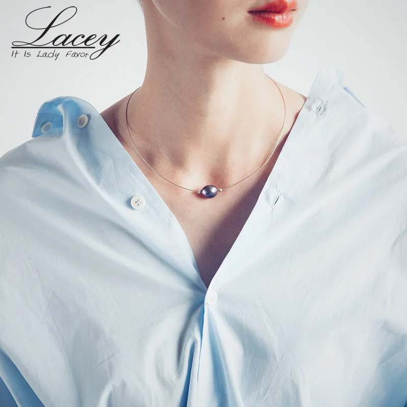 

Natural Pearl Necklace 925 Sterling Silver Chain Necklace For Women, Real Baroque Freshwater Pearl Chock Necklace Wedding Gift