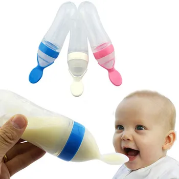

Infant Baby Newborn Toddler Silica Gel Feeding Bottle Spoon Food Supplement Rice Cereal Spoon Bottle Training Feeder