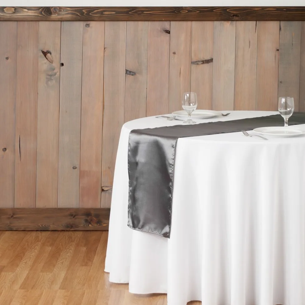 

20Pcs Charcoal 12" x 108" Elegant Satin Table Runners Table Cloth for Wedding Party Banquet Decoration Free Shipping