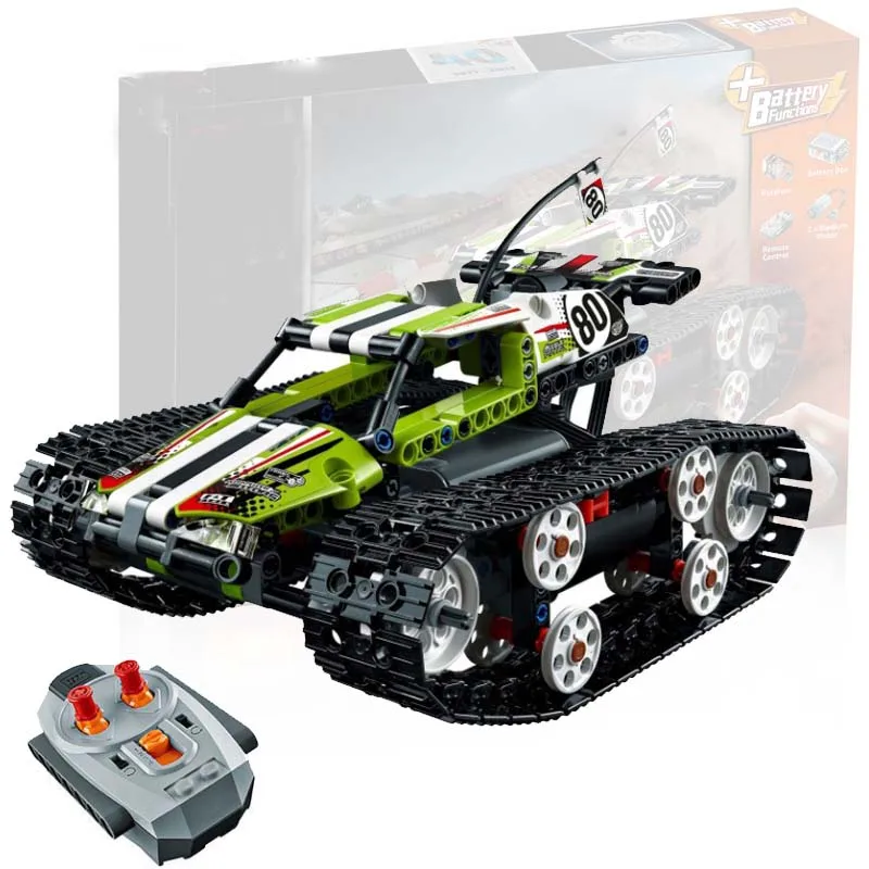 

Engine Power Function Rc Tracked Racer Electric Car Fit Legoings 42065 Car Speed Technical Building Block Bricks Kid Model Car P
