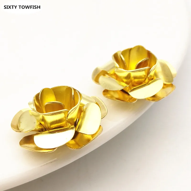 

100 pcs/lot 3 Colors 11mm 15mm 18mm Rose Flower Leaves Copper Charms Pendant DIY Jewelry Base settings Finding B53380