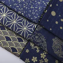 Leo & lin bronzeado escuro azul onda flores de cerejeira impressão japonês kimonos retro retalhos tecido algodão costura tisu 50cm