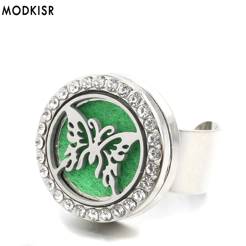 

MODKISR Wholesale Stainless Steel Butterfly 25mm Wild Star Aromatherapy Essential Oil Diffuser Women Rings Jewelry Female Ring