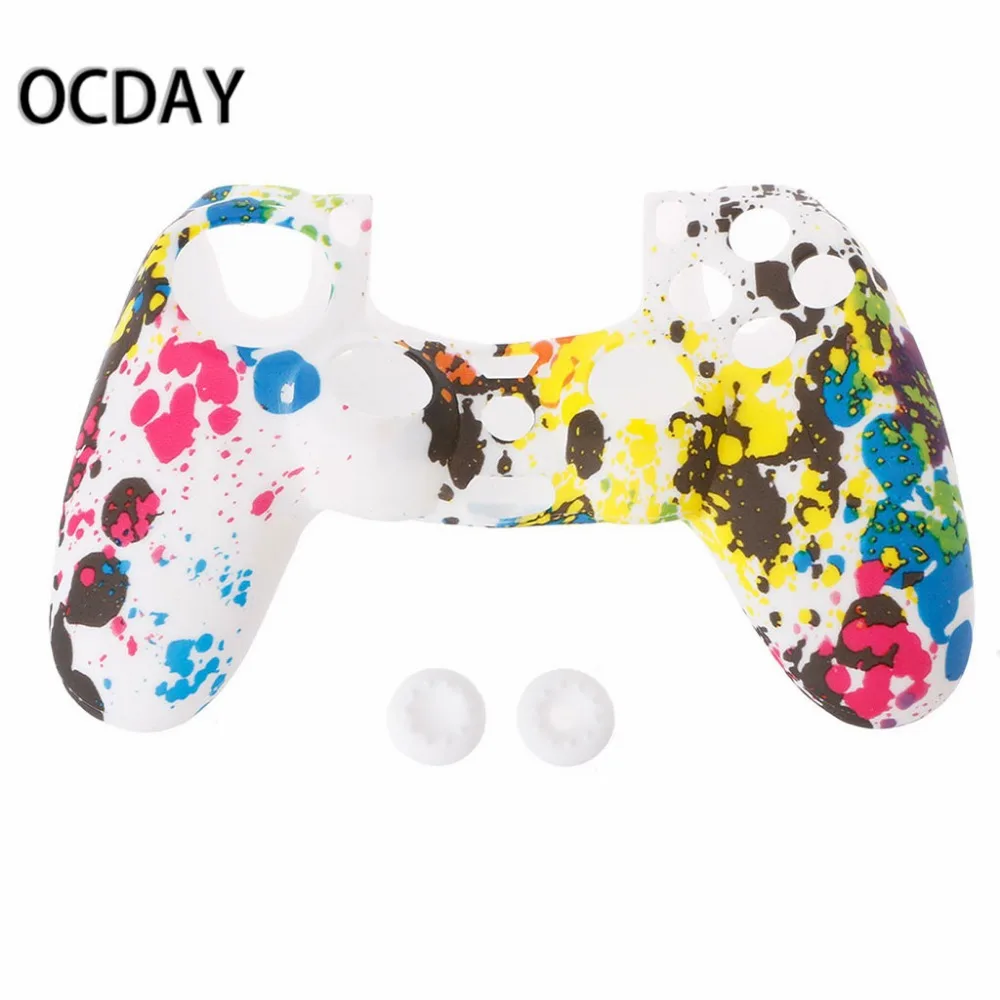 

3-In-1 Anti-Slip Multicolor Silicone Cover Skin Case + 2 Thumbsticks Grips For Sony 4 PS4 Pro Slim Controller