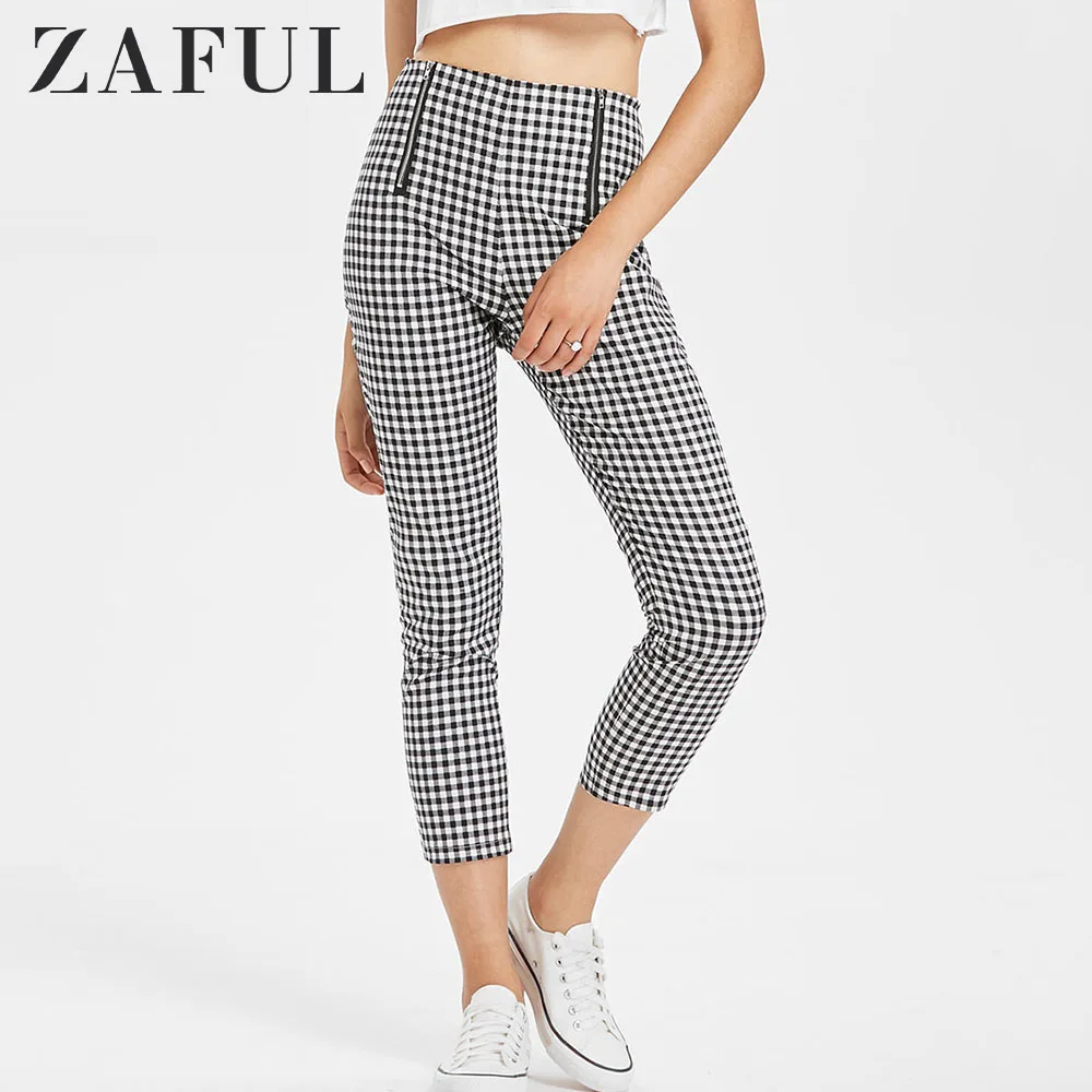 high waisted gingham pants