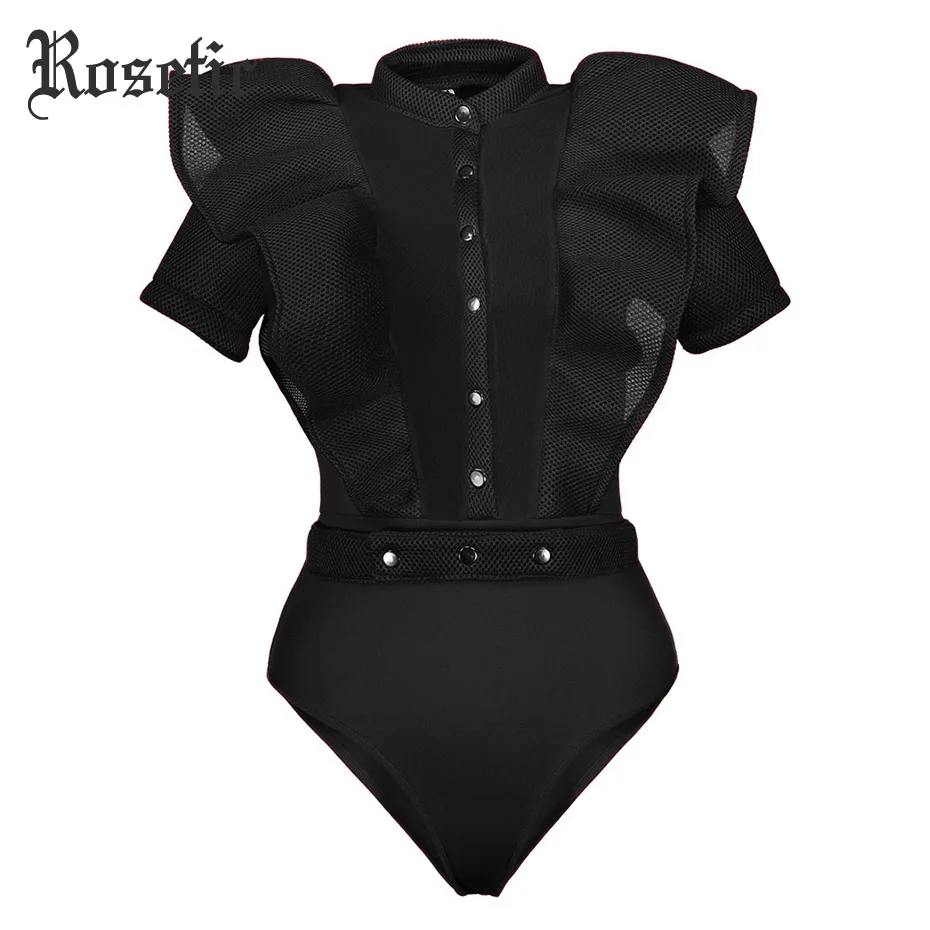 Rosetic Black Jumpsuits For Women 2018 Gothic Combinaison Femme Sexy