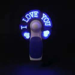 Бренд портативный мини-вентилятор со светодиодный любовные письма красочный свет Программирование компьютера текст свет Батарея OperatedHand