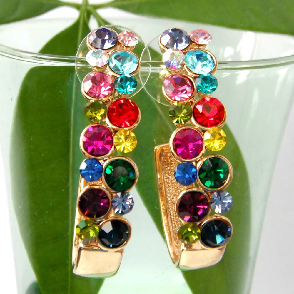 Серьги гвоздики Navachi SMT1566 с разноцветными кристаллами|earring clasp|earrings roseearrings plastic |