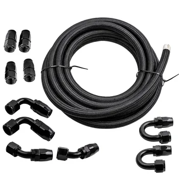 

AN10 -10AN Fitting Stainless Steel Nylon Braided Oil Fuel Hose Line Kit 20FT