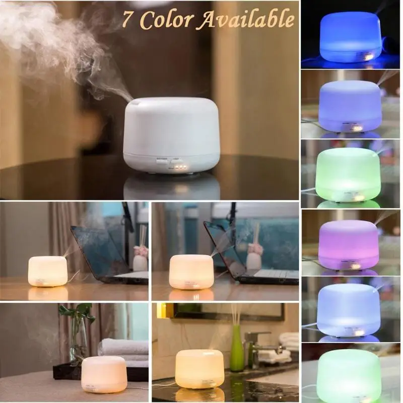 

Home Office 300mL and 500ML 100-240V 12W Ultrasonic Colorful LED Air Humidifier Aromatherapy Essential Oil Mist Aroma Diffuser