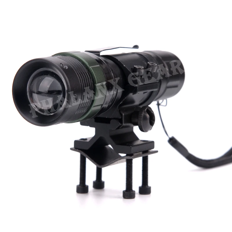 Охотничий Тактический винтовочный фонарик Регулируемый Q5 компактный зум CREE светодиодный фонарь с бочкой или прицелом для охоты