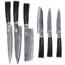 

4.5" 5" 5" 7" 8" 8" Inch Damascus Knives VG10 Core 6 Pcs Sets Japanese Damascus Steel Sharp Blade Fashion Kitchen Knife Top Sale