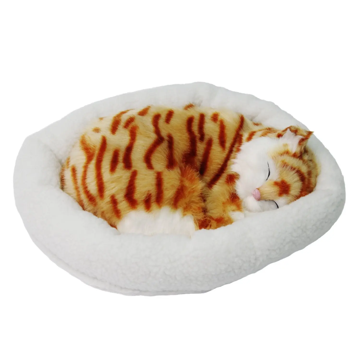 

Emulation Sleeping Breathing Cat Toy Pet with Woolen Bed As Shown(Garfield)