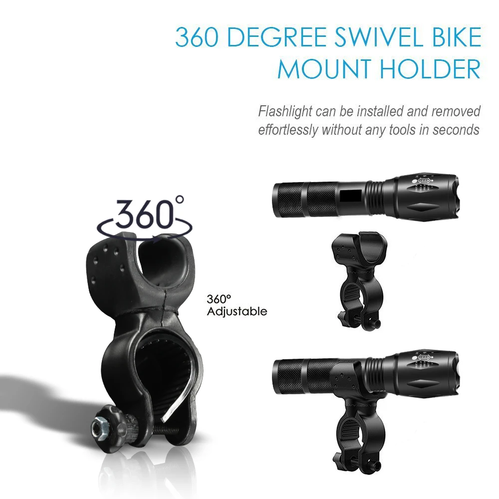 Perfect E17 L2 LED Torch 8000 Lumens Outdoors Led Torch LED Flashlight for bicycle Torch Bike Light Zoomable Focus+Bike clip+Taillight 1