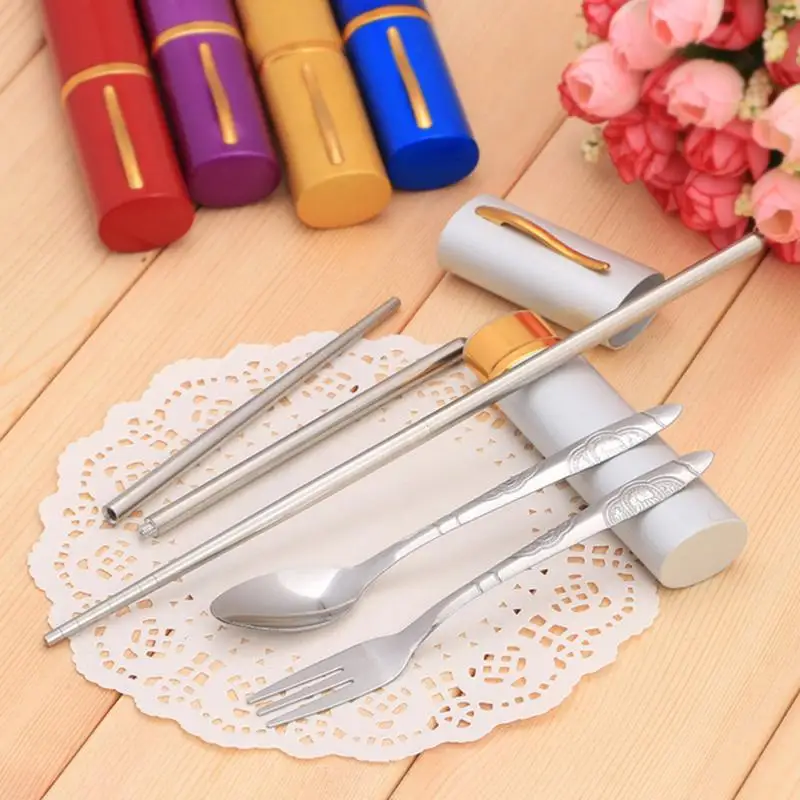 

Ultra-light picnic set of 3pc/set Stainless Steel Outdoor Chopsticks Spoon Fork Cutlery Set Picnic Travel outdoor tableware