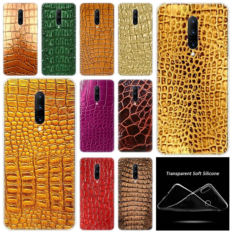 

Hot Crocodile skin texture Fashion Transparent Silicone TPU Soft Phone Case for OnePlus 7 Pro 5G 6 6T 5 5T 3 3T Cover Coque