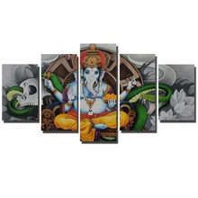 5 панелей индуистские боги Печать на холсте Индия Ganesha настенные