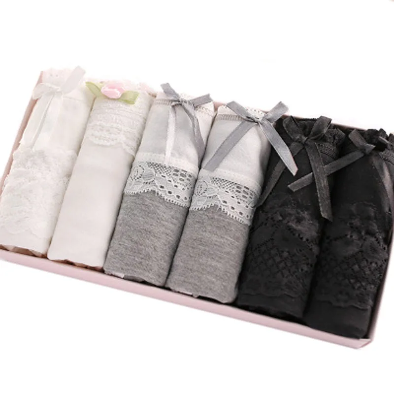 

6pcs/Lot Women Underwear Briefs High Quality Girls Sexy Mujer Lace Panties Cotton Cute Breathable Ladies panty intimate