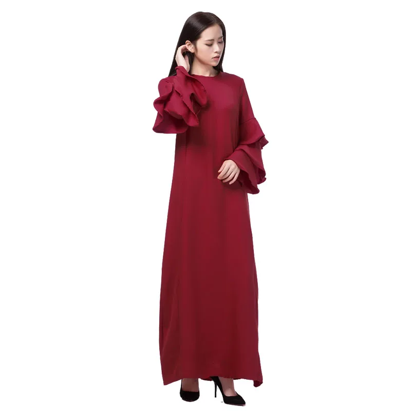 Турецкая одежда длинный рукав мусульманский платья женские свободные abaya О