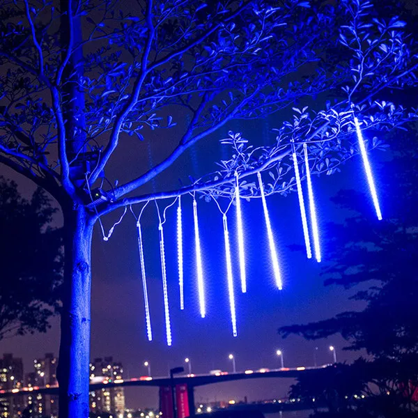 ZjRight 50 см/35 см солнечные метеорные огни дождевые трубы Рождественский Открытый Пейзаж садовые деревья карнизы водонепроницаемый Декор струнные светильники - Испускаемый цвет: Синий