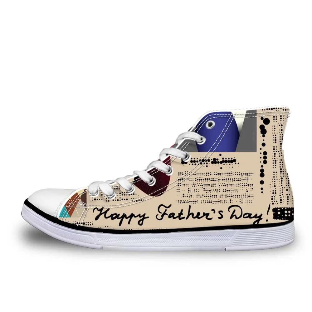 

High Top Vulcanize Shoes Canvas Shoes Male Casual Flats Men Pattern with different words to the fathers day on vector image