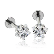 1 шт. 16 г серебро с внутренней резьбой зубец Топ драгоценный камень Лабрет губы пирсинг Кубический Цирконий кольцо для козелка уха пирсинг ювелирные изделия