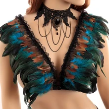 Перо Крылья эполеты Бюстгальтер Связывание плечо сжигание Человек фестиваль танец женское бельё в стиле "рейв" Стимпанк готика перо тела жгут женщины