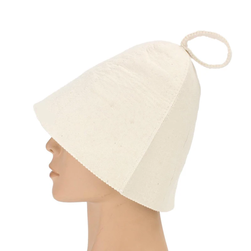 100% Wool Felt,BEST Hot Sale sauna room bath caps in Russia,terry shower cap,microfiber shower cap hat wash 22cm White