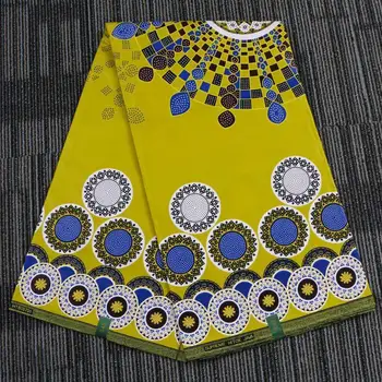 

Yellow Circle Printed African Batik Cloth Fabric For Women Dress Suit 2019 New Fashion Nigerian Real Wax Cloth Fabric