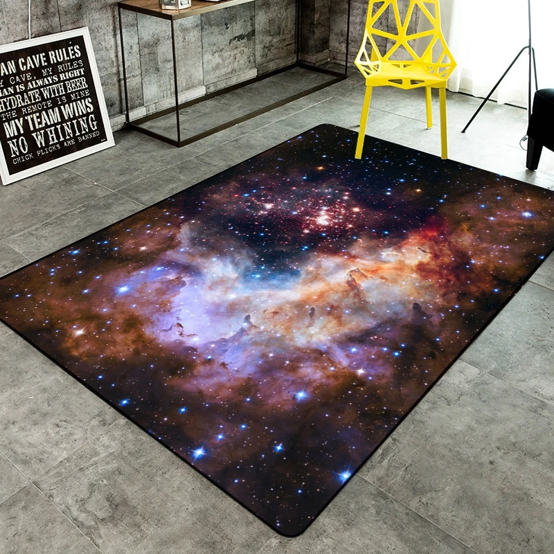 3D Galaxy Space Rugs and Carpets for Hallway Living Room Bedroom Coffee Tea Table Floor Mats Universe Pattern Anti-Slip Carpet