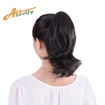 

Allaosify Hair 6'' Short Ponytail Synthetic Hair Natural Claw Hair Pony Tail Heat Resistant Synthetic Short Hair Ponytail