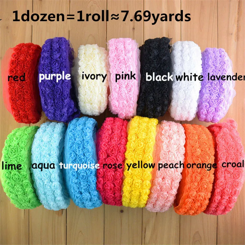 5dozen/lot U Pick Color 2 Inch Width Shabby Chiffon Rosette Flower Trim Applique DIY Fabric Supplies Hair Accessories TH69 | Аксессуары