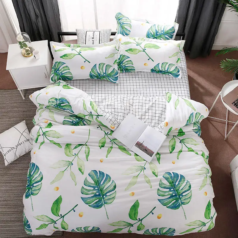 

Brief Style Polyester Duvet Cover Sets 3/4 pcs Queen Twin Size Bedding Set Sanding Fabric Pink Listra Printing Bed Linens