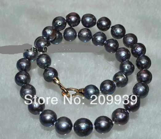 

Hot sell Noble- SHIPPING>>>@@ AS3100 11-12mm round KASUMI black pearl Necklace 5.2