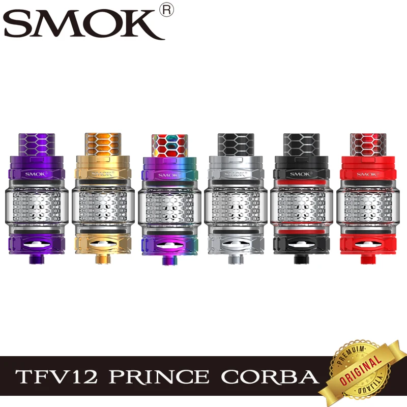 

Original SMOK TFV12 Prince Cobra Edition Tank 7ml with V12 Prince Strip Mesh X2 Clapton Coil Resin Drip Tip E Cigarette Vape