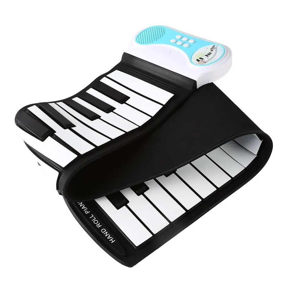  37-key hand roll piano with horn Portable roll-up piano Beginner practice piano Folding keyboard tr
