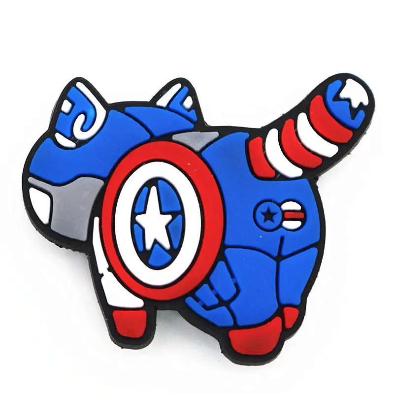 1 шт Мстители-назад Кошки Стиль ПВХ КРОК обуви амулеты аксессуары пародия супергероя украшения обуви для jibz Детские вечерние X-mas подарок - Цвет: Captain America