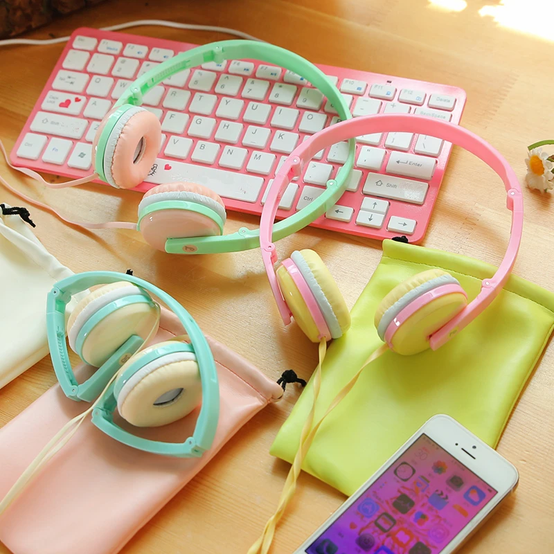 

Cute Children Headset Comfortable Candy Color Foldable Stereo Headphone with Microphone Daughter Earphone for iphone Kid Gift