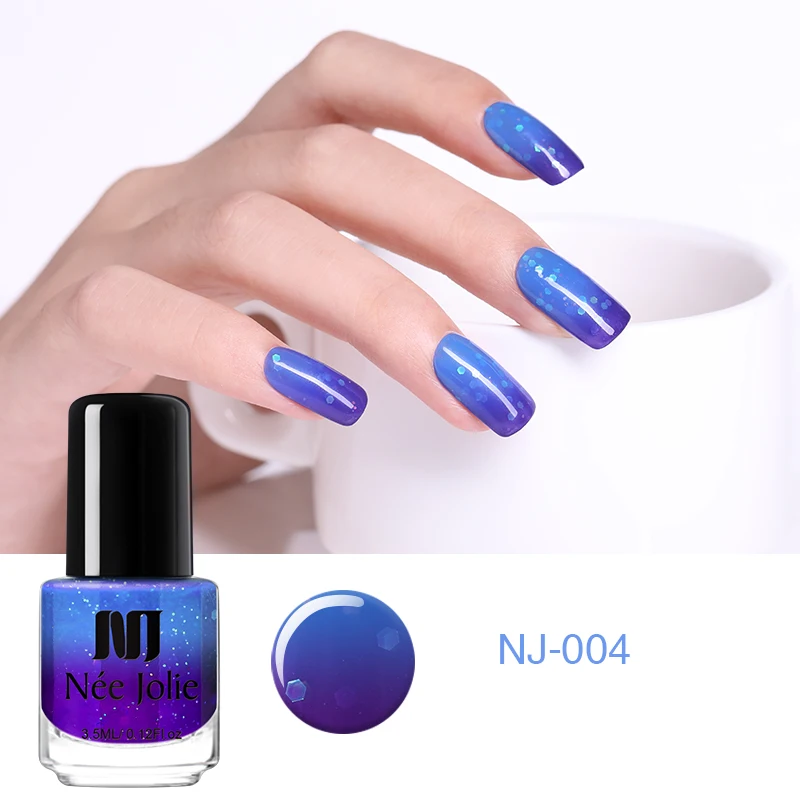 NEE JOLIE 7,5 мл температурный фиолетовый цвет меняющий термальный голографический лак для ногтей Блестящий лак для ногтей - Цвет: 3.5ml - NJ-004
