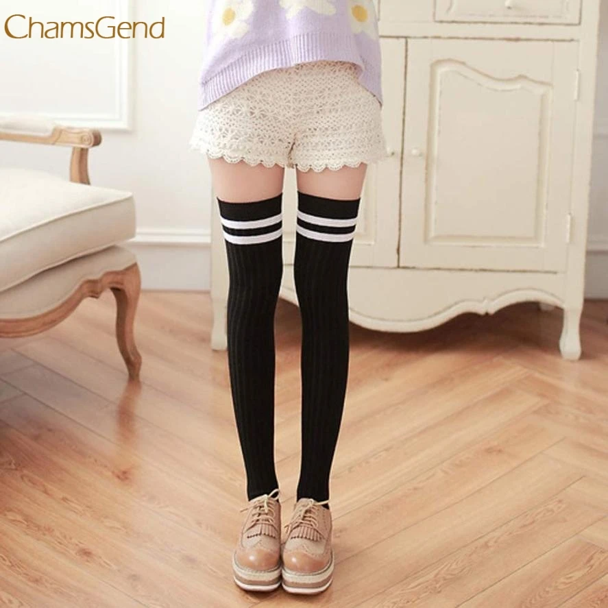 

FashionDurable HOT Knitted cashmere Stocking Women Stripe Winter Over Knee Leg Warme Soft Knitting Crochet Stocking **
