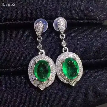 

Fashion grace water 100% natural green emerald gem earrings Natural gemstone earrings S925 silver female party gift fine jewelry