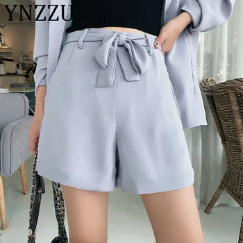 

YNZZU Korean Style Solid Casual Shorts Women 2019 Summer Hot High Waist Sashes Pockets Female Shorts Women's Clothing AB171